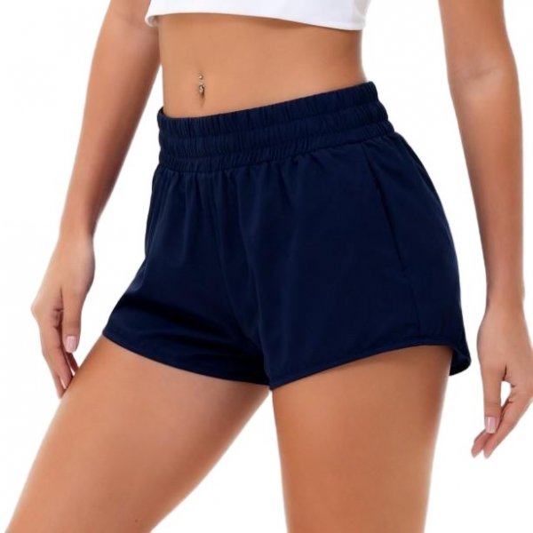 Women's Navy Blue High-Waisted Athletic Shorts